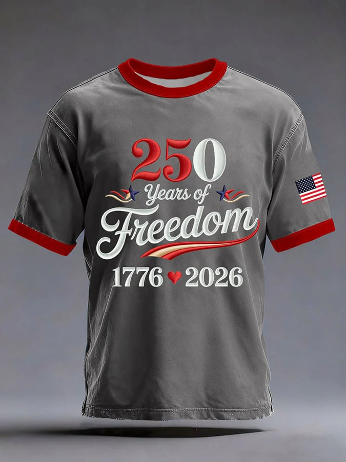 America 250 Years Of Freedom Shirt 1776 2026 Mens Patriotic Tee Shirts Independence Day Gift