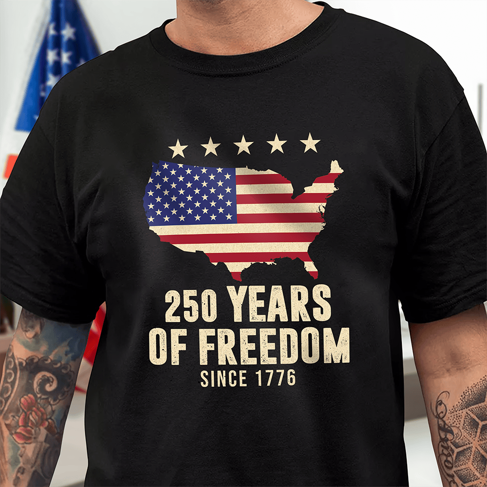 America 250 Years Of Freedom Since 1776 T-Shirt July 4Th Shirt Patriotic Men Gifts