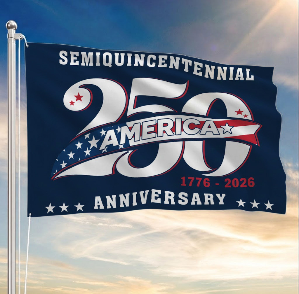 America 250 Years Semiquincentennial 1776 2026 Patriotic Grommet Flag Gift
