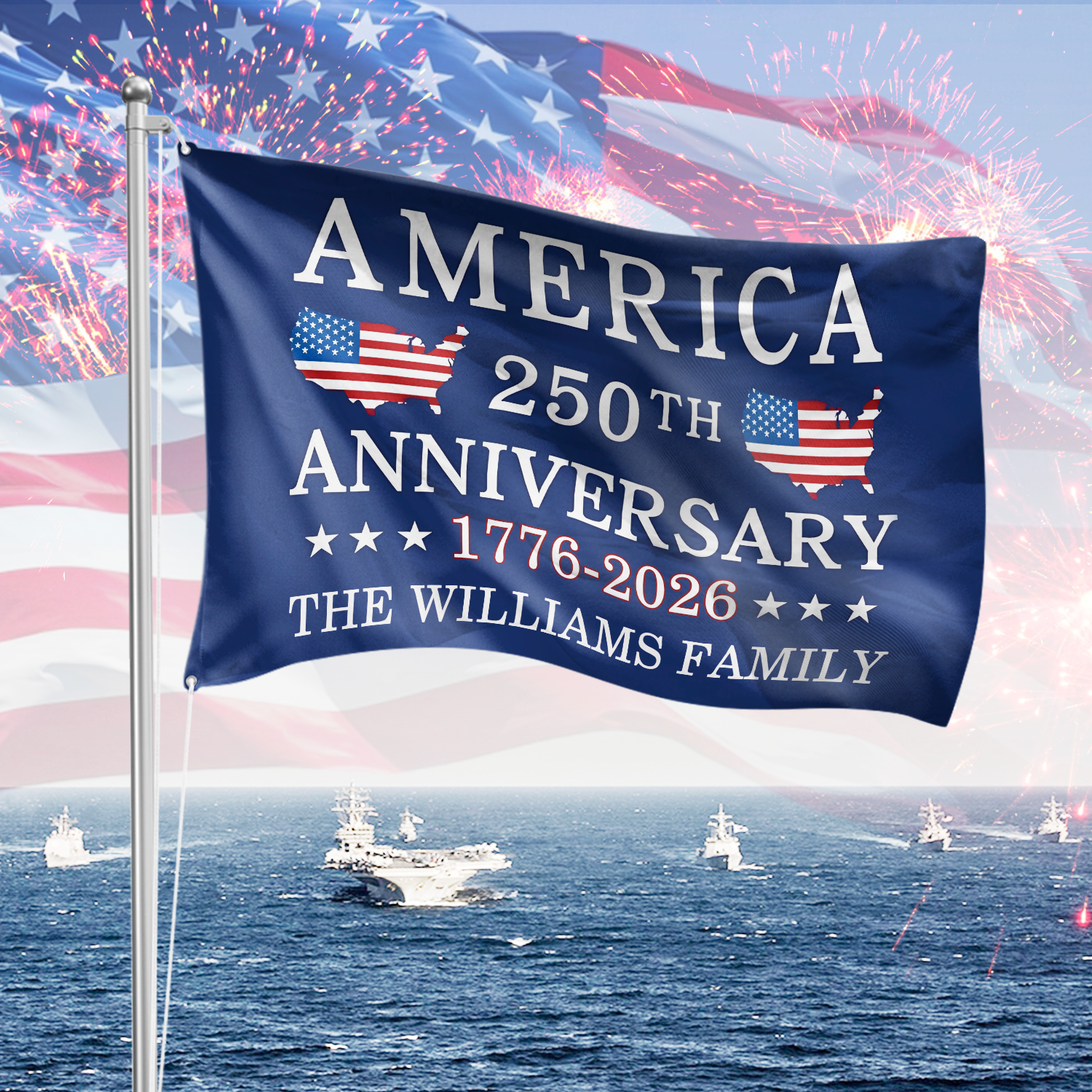 America 250th Anniversary 1776 - 2026 Double-sided Flag America 250 Merchandise Patriotic Mothers Day Gifts