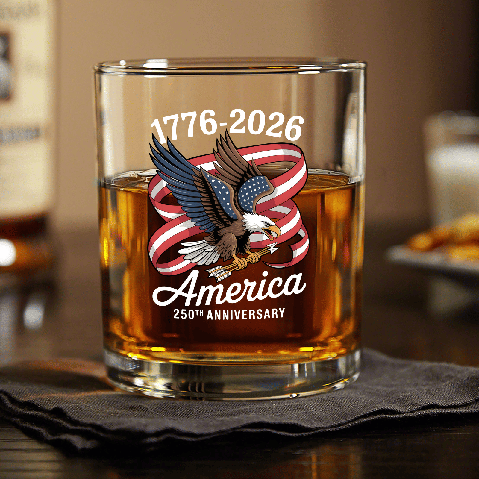 America 250th Anniversary 1776-2026 Eagle Whiskey Glass America 250 Merchandise Unique Patriotic Gifts