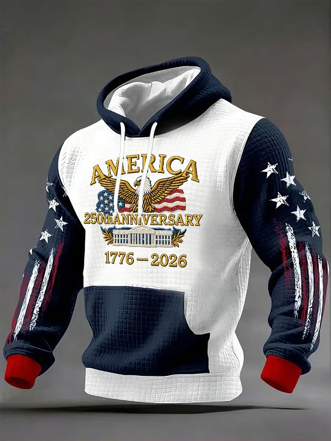 America 250th Anniversary 1776 2026 Eagle White House Patriotic Hoodie USA Independence Gift For Dad