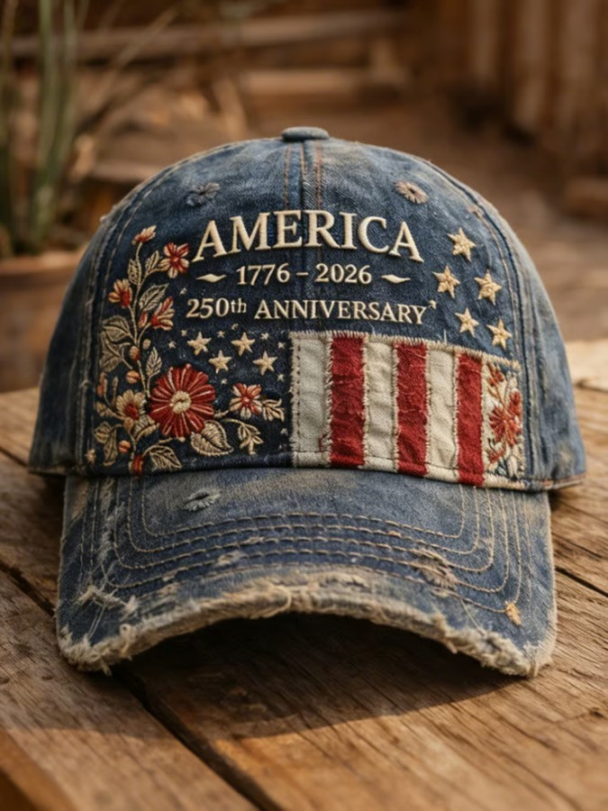 America 250th Anniversary 1776 2026 Floral Baseball Cap Patriotic American Hat Gift For Women