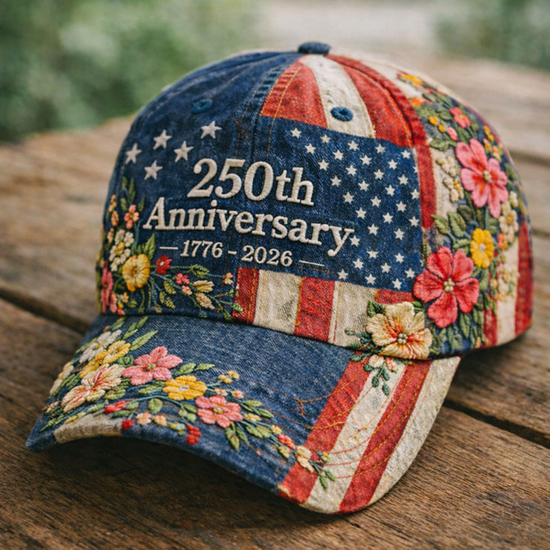America 250th Anniversary 1776 2026 Floral Hat Independence Day Merch Patriots Gift