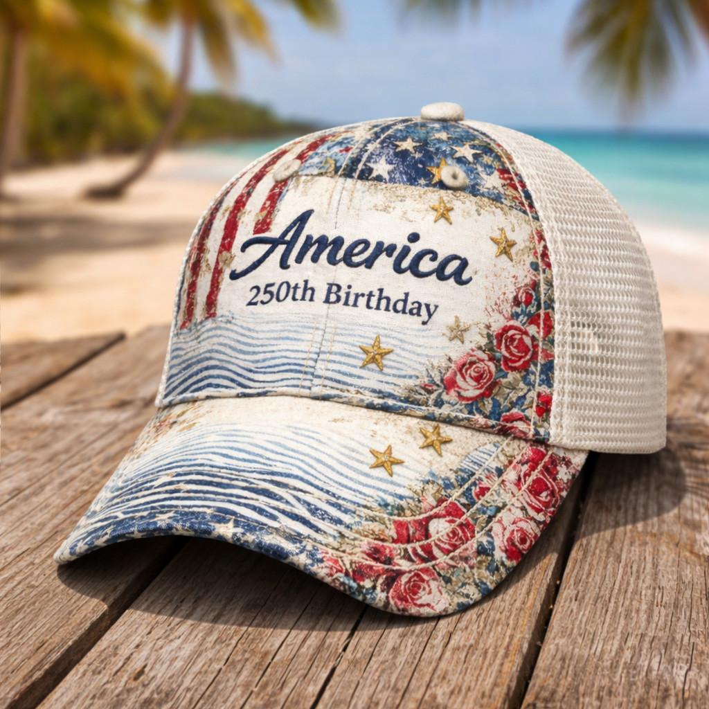 America 250th Anniversary 1776 2026 Floral Trucker Hat Independence Day Trucker Hat