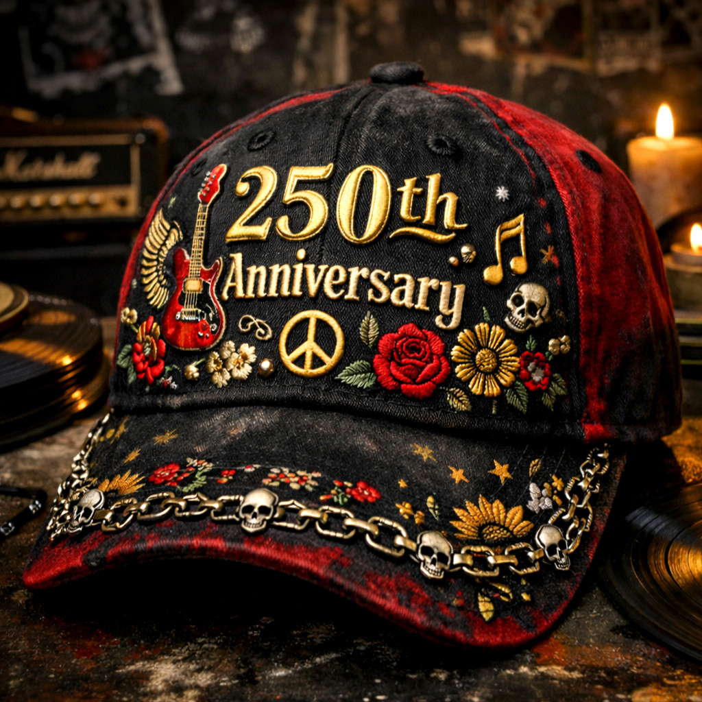 America 250th Anniversary 1776 2026 Hippie Themed Floral Hat Skull Art Patriotic Hat Unique Gift