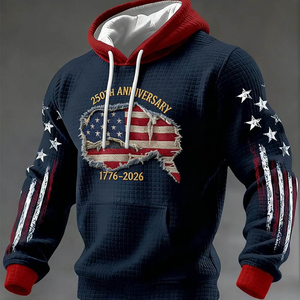 America 250th Anniversary 1776 2026 Hoodie American Flag Apparel Gifts For Patriotic Men