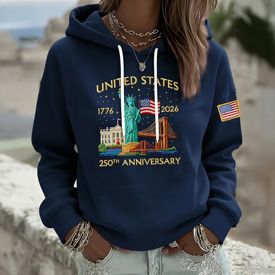 America 250th Anniversary 1776 2026 Hoodie Statue Of Liberty Apparel 4th Of July Gift