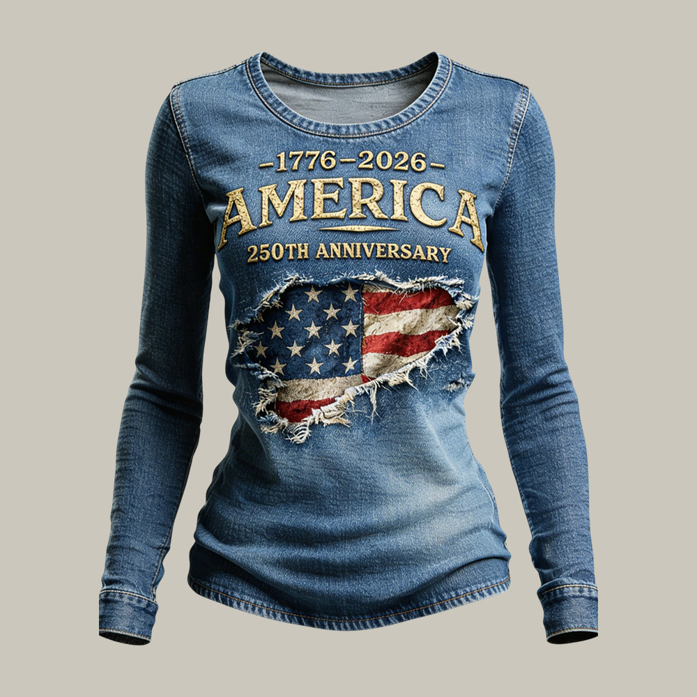 America 250th Anniversary 1776 2026 Long Sleeve Shirt Fourth Of July Merch Gift For Her