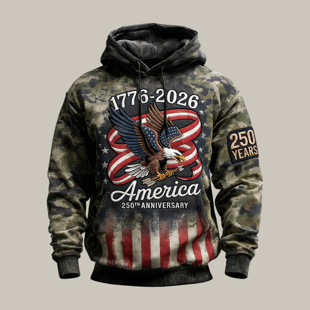 America 250th Anniversary 1776 2026 Patriotic Eagle Hoodie 4th Of July Attire Freedom Gift
