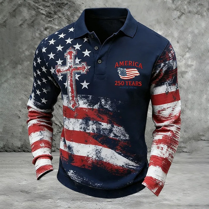 America 250Th Anniversary 1776 2026 Polo Long Sleeve Shirt Independence Day Apparel