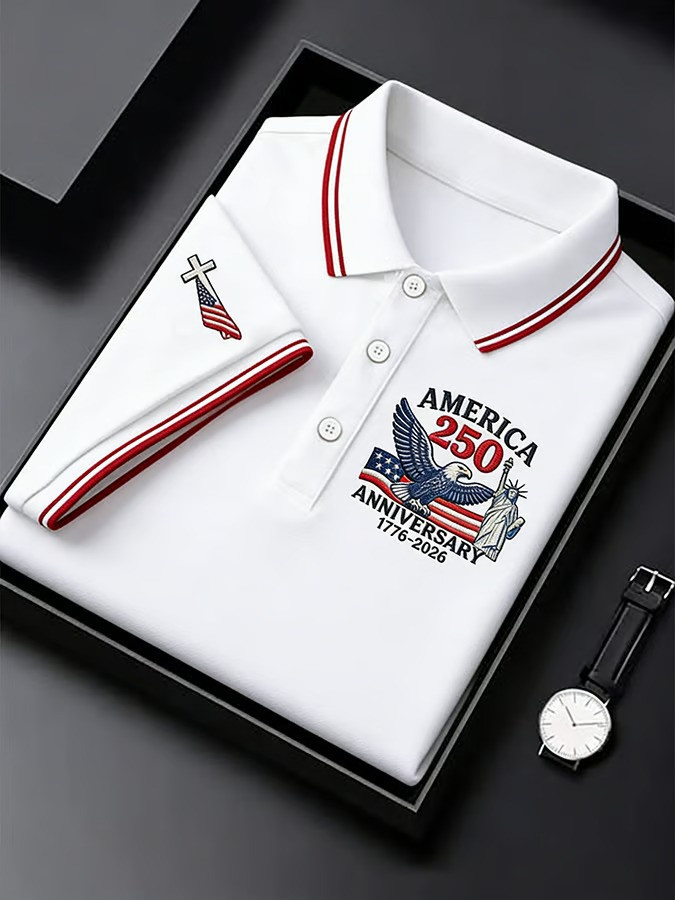 America 250th Anniversary 1776 2026 Polo Shirt Patriotic Flag Collar Top Best Independence Day Gift Ideas
