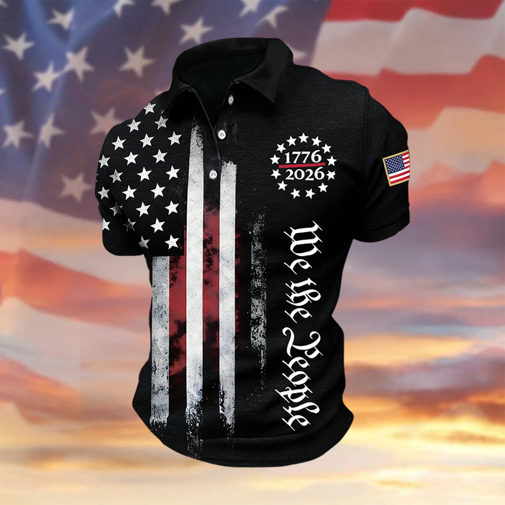 America 250th Anniversary 1776 2026 Polo Shirt We The People Clothes 4Th Of July Gift