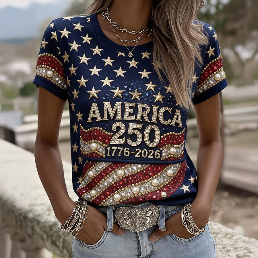 America 250th Anniversary 1776 2026 Stars T-Shirt Independence Day Shirt Patriotic Present