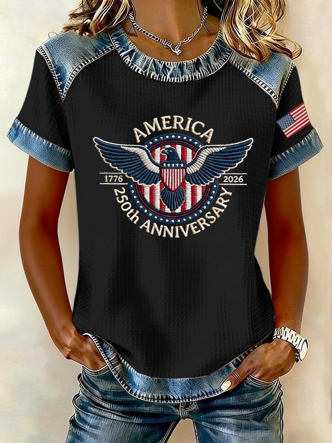 America 250th Anniversary 1776 2026 T-Shirt 4Th Of July Clothes Gift For Her