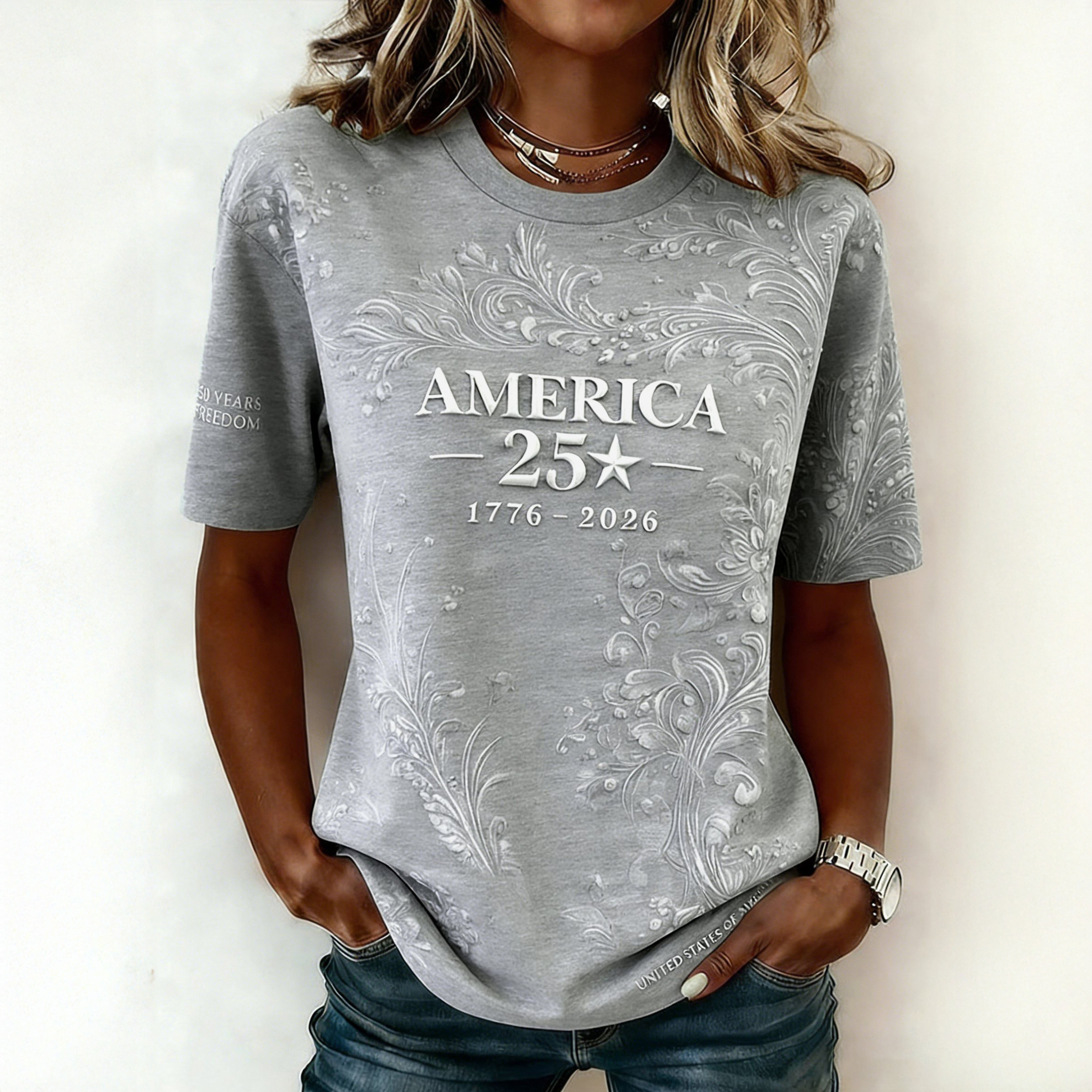 America 250th Anniversary 1776 2026 T-Shirt America's Birthday 2026 Clothes Gift For Her