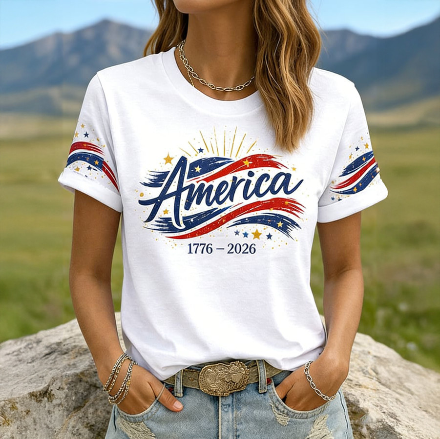 America 250th Anniversary 1776 2026 T-Shirt America's Birthday Clothes Present For Wife