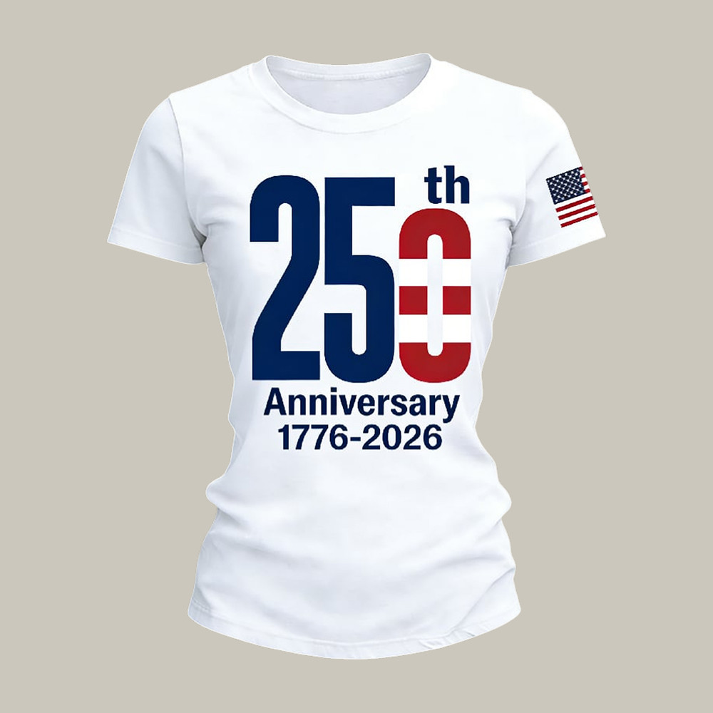 America 250th Anniversary 1776 2026 T-Shirt July 4 Outfits Patriotic Women Gift