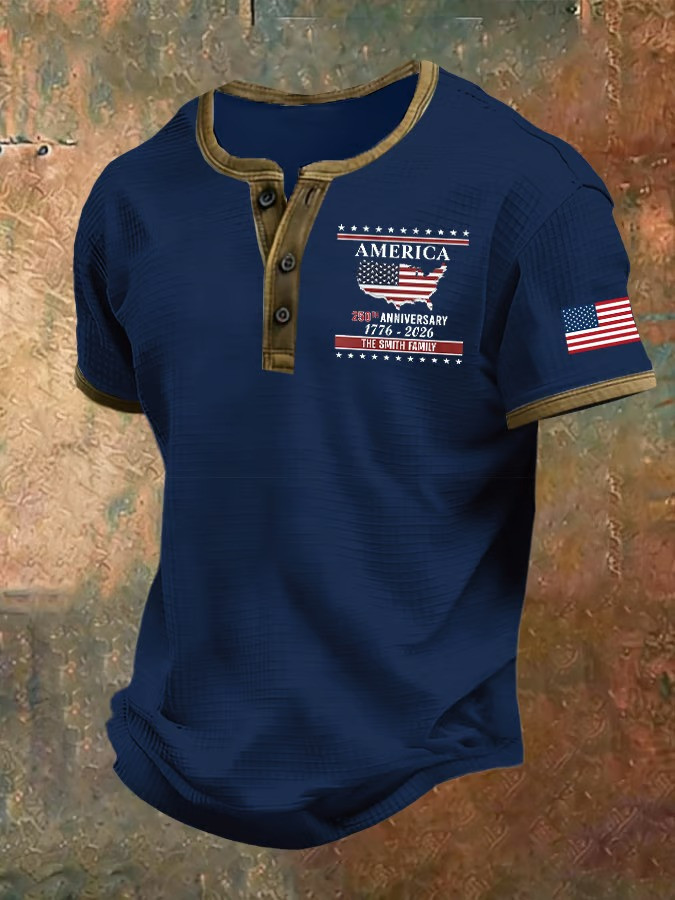 America 250th Anniversary 1776 2026 USA Map Button T-Shirt Patriotic Independence Gift For Dad