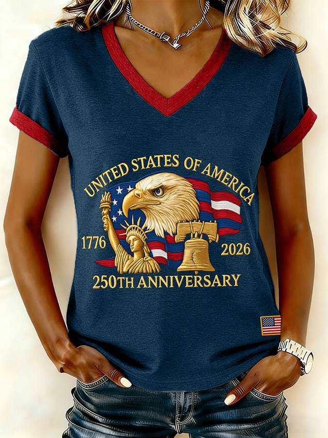 America 250th Anniversary 1776 2026 V-Neck Shirt America's Birthday Merch Present Ideas