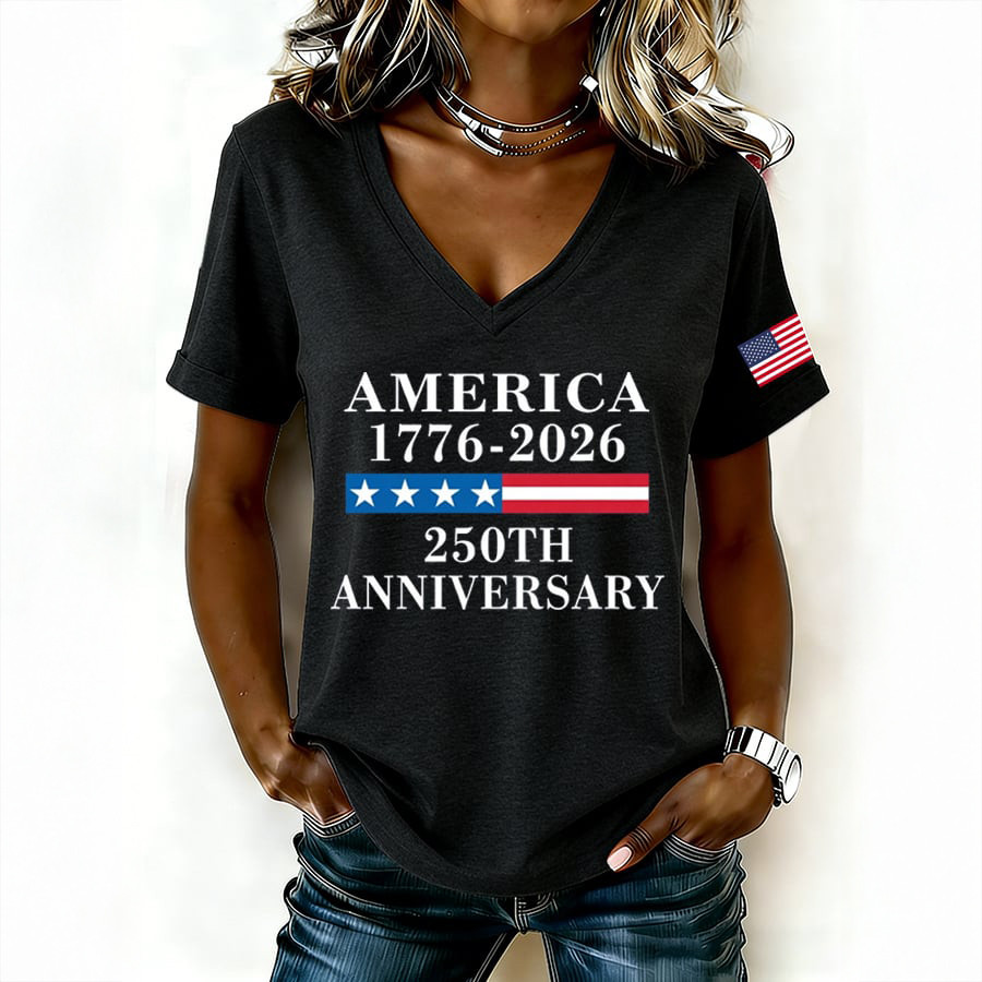 America 250th Anniversary 1776 2026 V-Neck Shirt Best 4th Of July Clothes