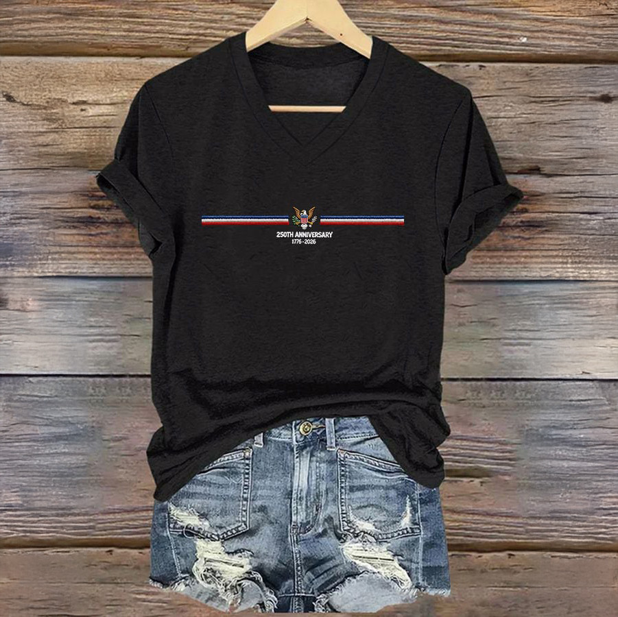 America 250th Anniversary 1776 2026 V-Neck Shirt Independence Day Clothing Present For Patriots