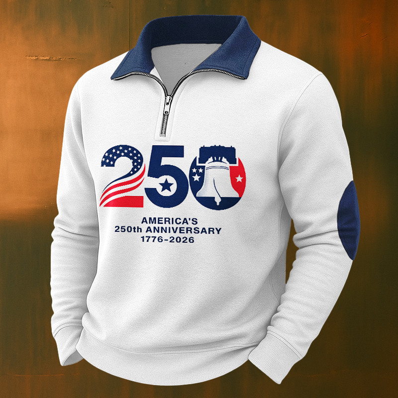 America 250th Anniversary 1776 2026 Zip Polo Long Sleeve Shirt Best 4Th Of July Apparel Patriotic Gift