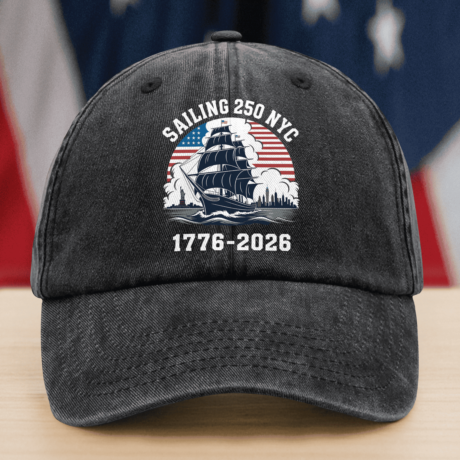 America 250th Anniversary 250 Years Nyc Usa Washed Denim Baseball Cap America 250 Merchandise Patriotic Themed Gifts