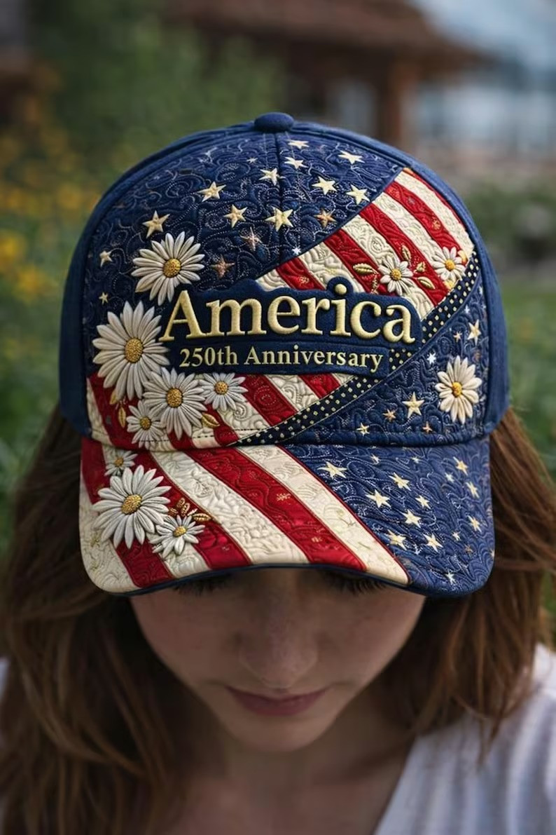 America 250th Anniversary Baseball Cap Daisy Hat Patriotic Gift For Women