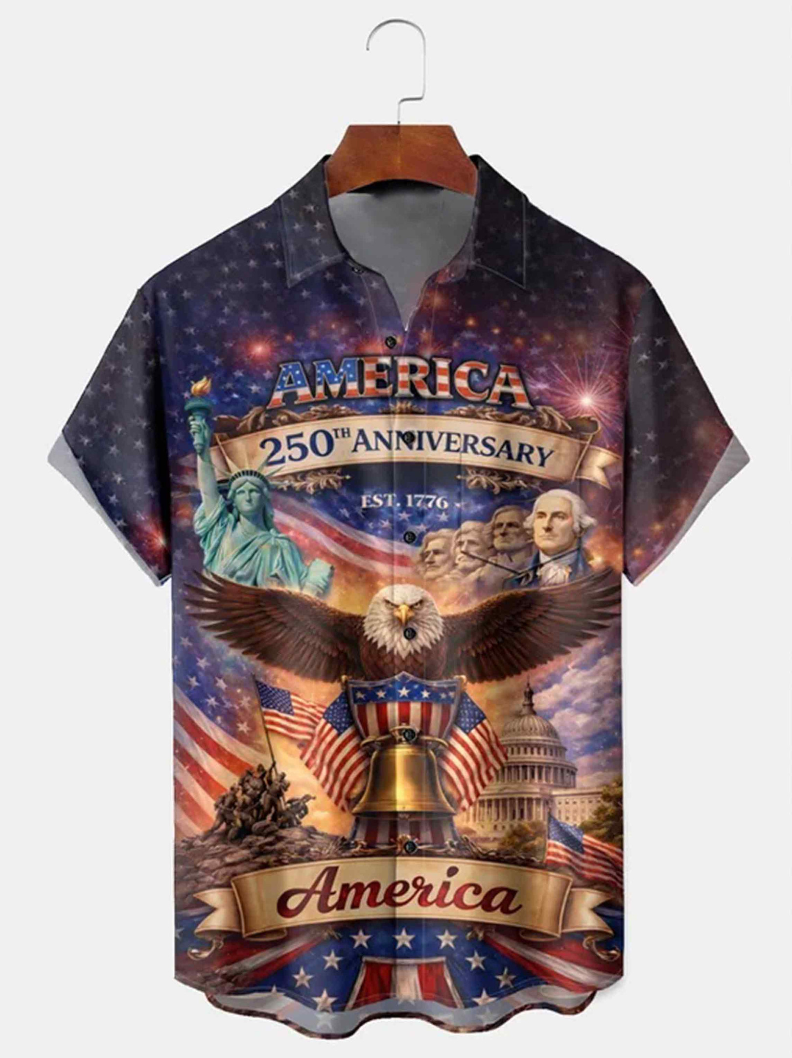 America 250th Anniversary Button Shirt America Est 1776 Clothing Gift For Husband