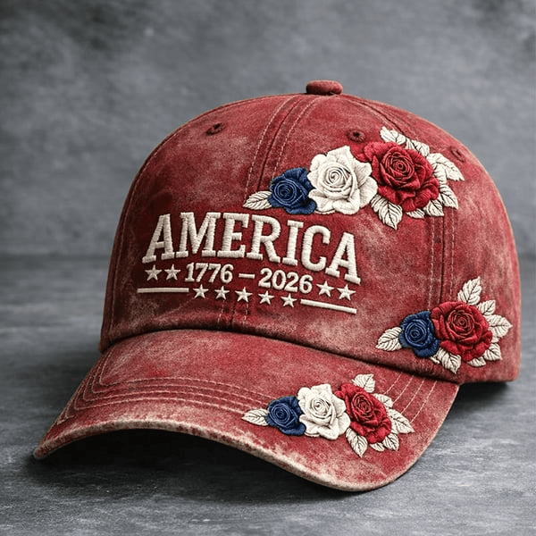 America 250th Anniversary Embroidered Hat Floral Semiquincentennial Baseball Cap Patriotic Gifts America 250th Anniversary Embroidered Hat Floral Semiquincentennial Baseball Cap Patriotic Gifts