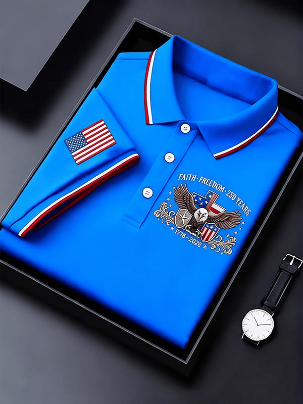 America 250th Anniversary Faith Polo Shirt Faith Freedom 250 Years Patriotic Apparel