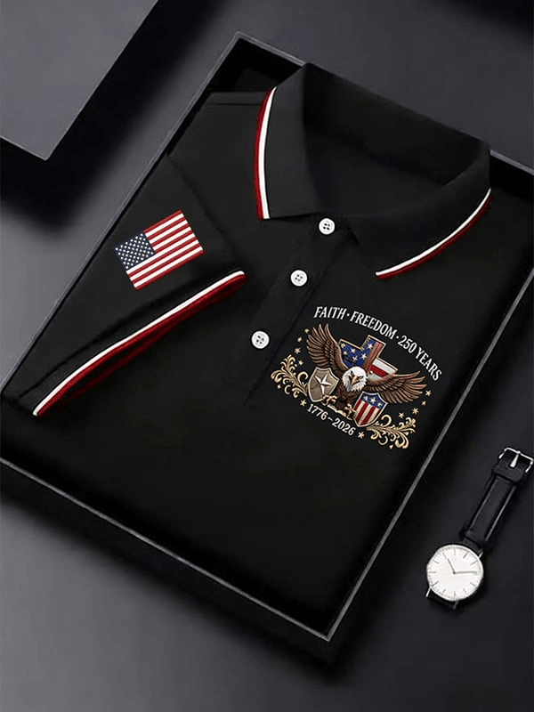 America 250th Anniversary Faith Print Polo Shirt Faith Freedom 250 Years Merch Gifts For Patriots