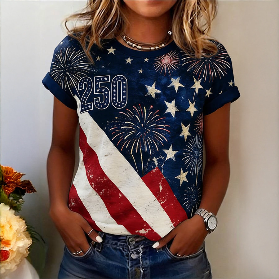 America 250th Anniversary Fireworks T-Shirt Best 4th Of July Shirt Present For Her