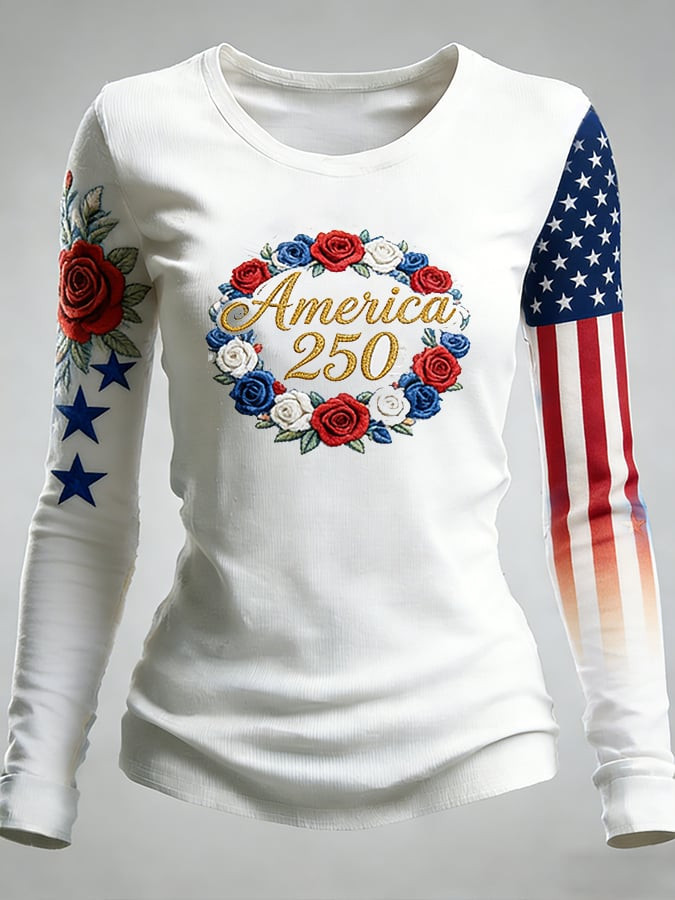 America 250th Anniversary Floral Long Sleeve Shirt 1776 2026 Merch 4th Of July Gifts America 250th Anniversary Floral Long Sleeve Shirt 1776 2026 Merch 4th Of July Gifts