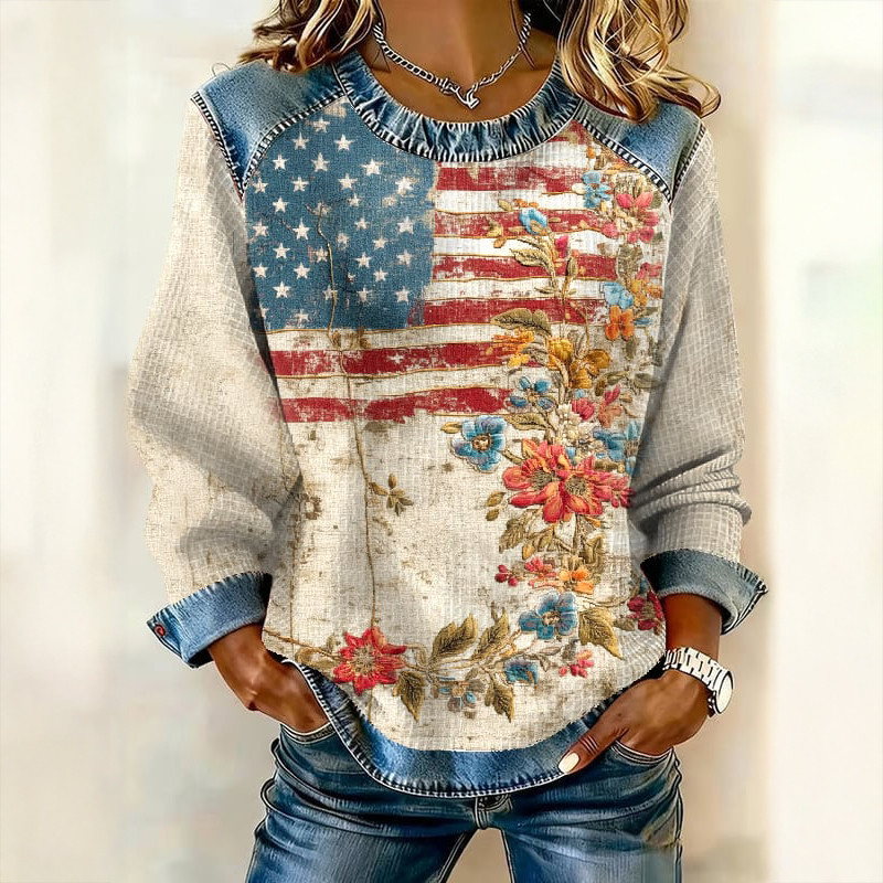 America 250th Anniversary Floral Sweatshirt Independence Day Apparel Gift Idea For Patriots