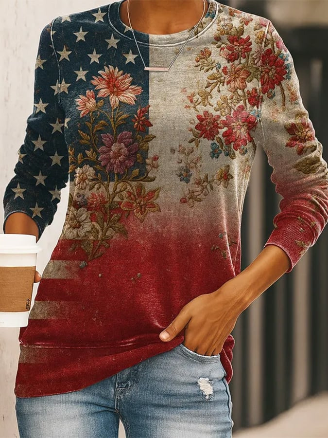 America 250Th Anniversary Floral USA Flag Sweatshirt Womens Patriotic Shirts Gifts For Mom America 250Th Anniversary Floral USA Flag Sweatshirt Womens Patriotic Shirts Gifts For Mom