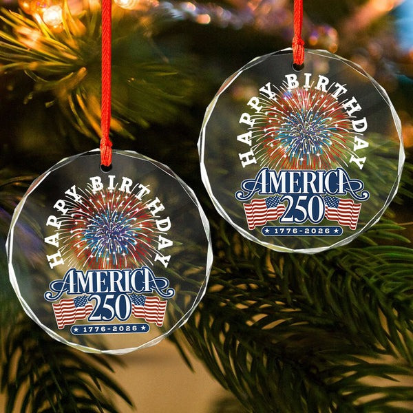 America 250th Anniversary Glass Ornament Semiquincentennial Fireworks Decor Gifts