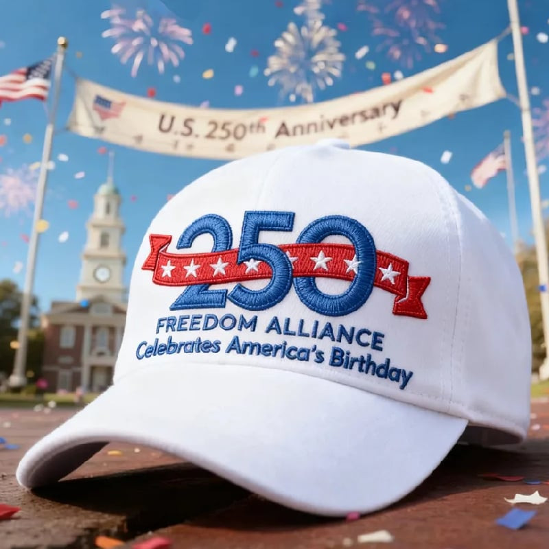 America 250Th Anniversary Hat Embroidered 250 Freedom Alliance Celebrates America's Birthday Hat