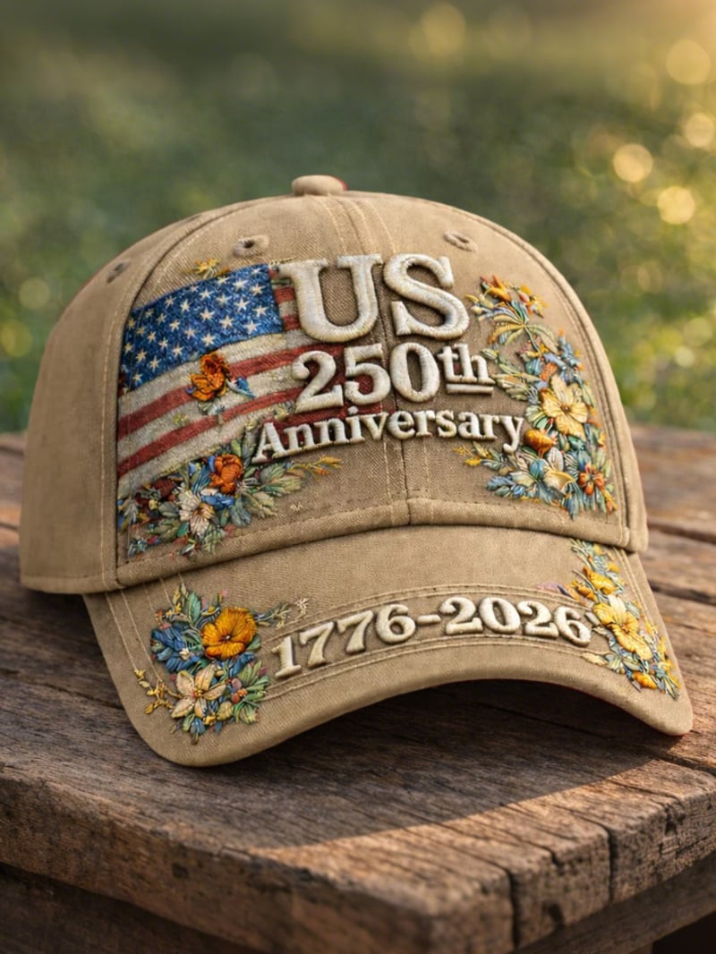 America 250Th Anniversary Hat Embroidered Florals USA Flag 1776 2026 Hat Patriotic Presents