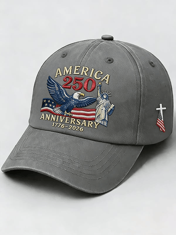America 250th Anniversary Hat Faith Based Cross 1776 2026 Patriotic Cap Embroidered