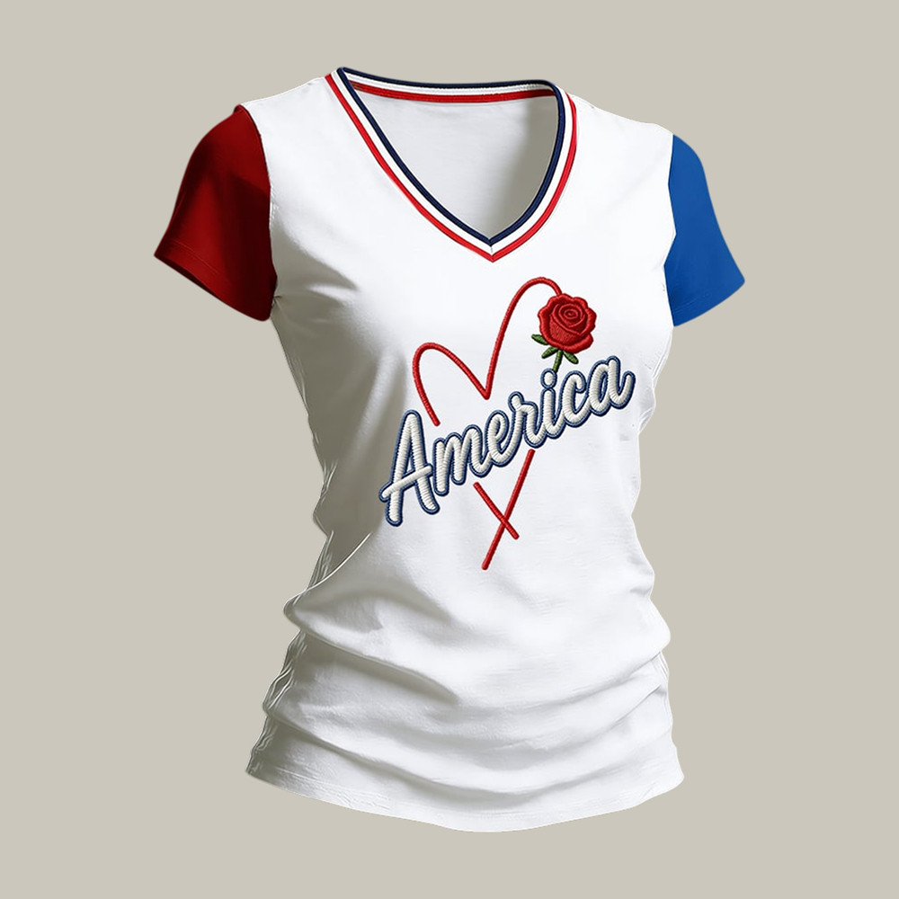 America 250th Anniversary Hearted V-Neck Shirt July 4 Outfits Best Gift For Patriotic Mom