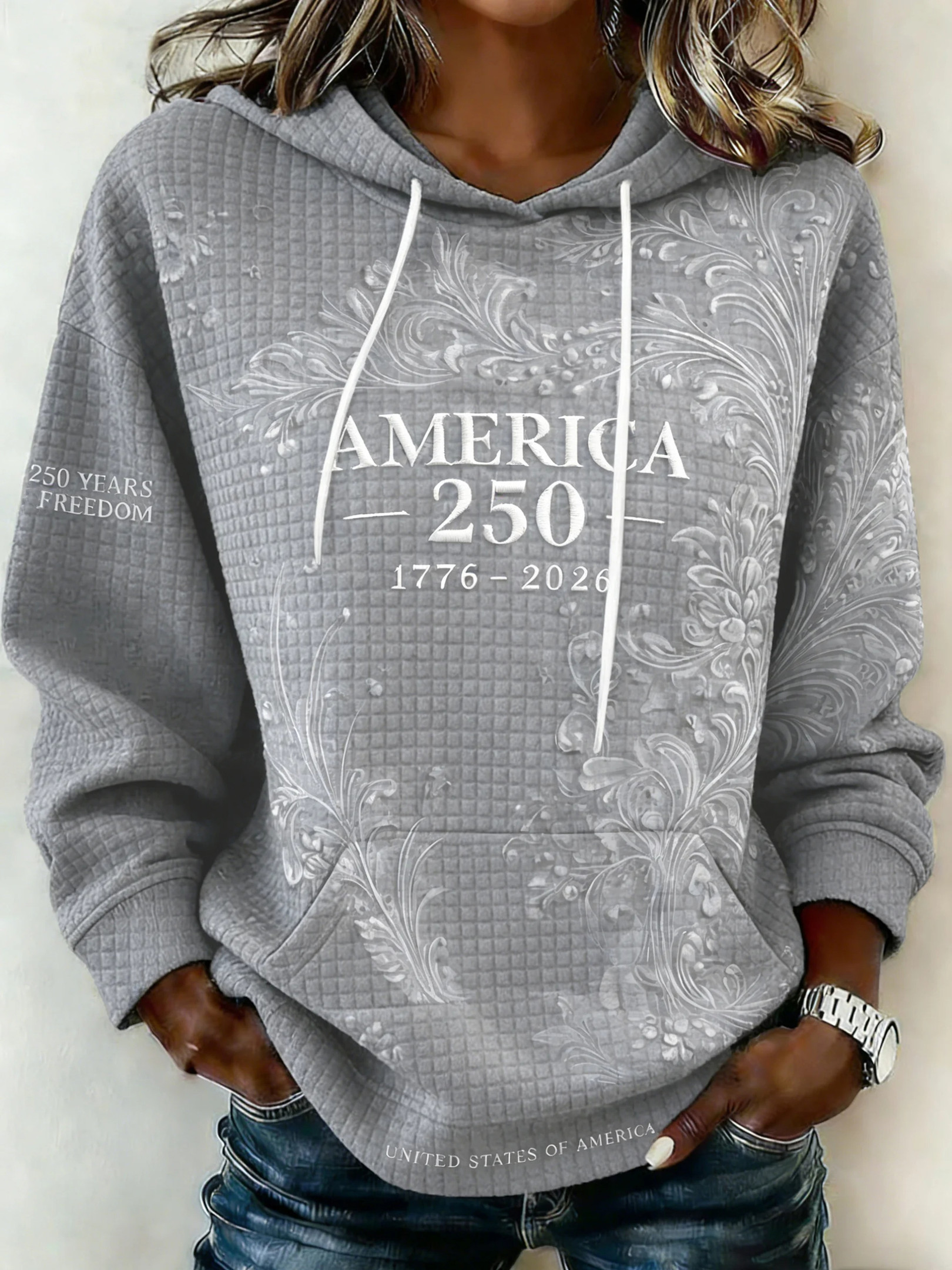 America 250th Anniversary Hoodie Women's Patriotic Apparel USA 250 Years Of Freedom Hoodie
