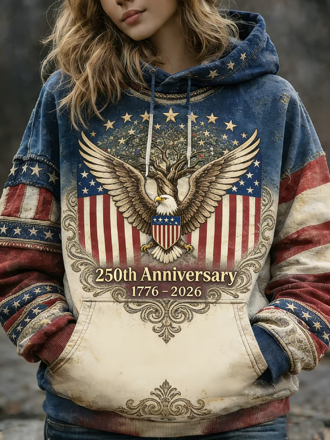 America 250th Anniversary Hoodie Women's Patriotic Clothing Independence Day Apparel