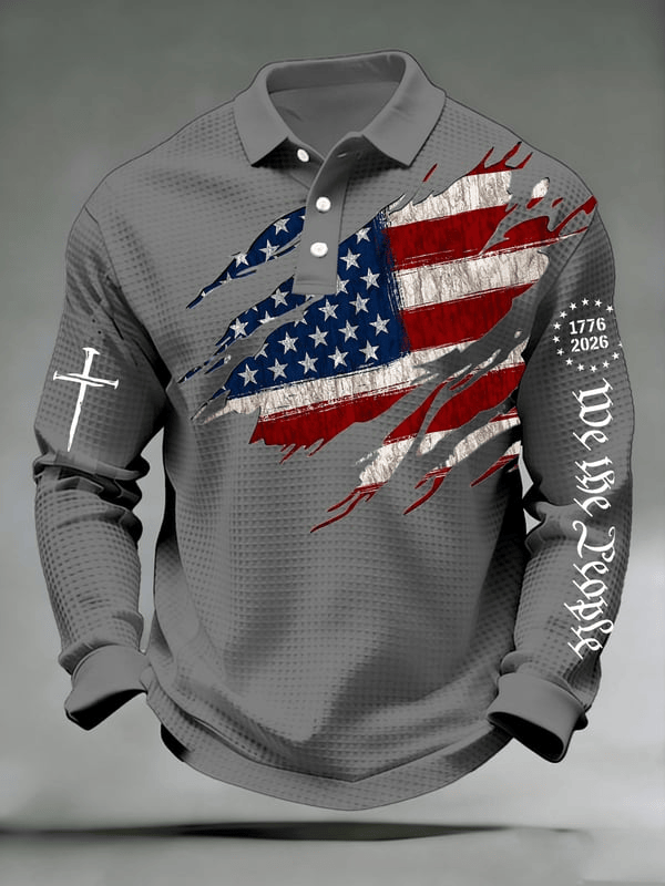America 250th Anniversary Long Sleeve Polo Shirt We The People Patriotic Apparel Him Gifts America 250th Anniversary Long Sleeve Polo Shirt We The People Patriotic Apparel Him Gifts