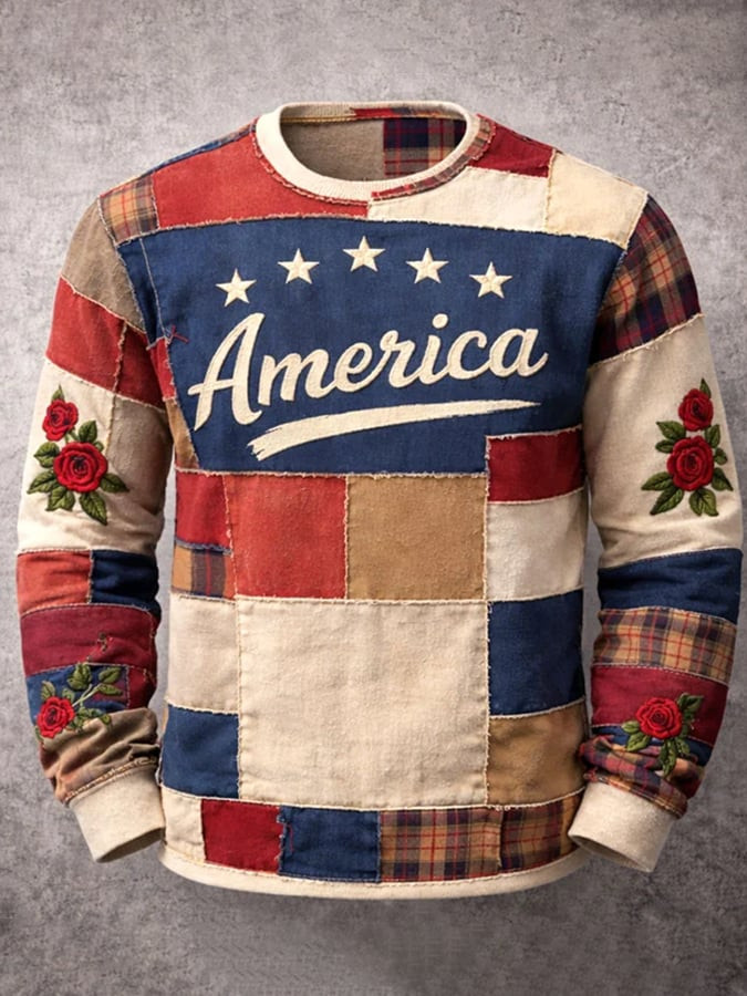 America 250th Anniversary Long Sleeve Shirt Patchwork Floral Patriotic Apparel Gifts America 250th Anniversary Long Sleeve Shirt Patchwork Floral Patriotic Apparel Gifts