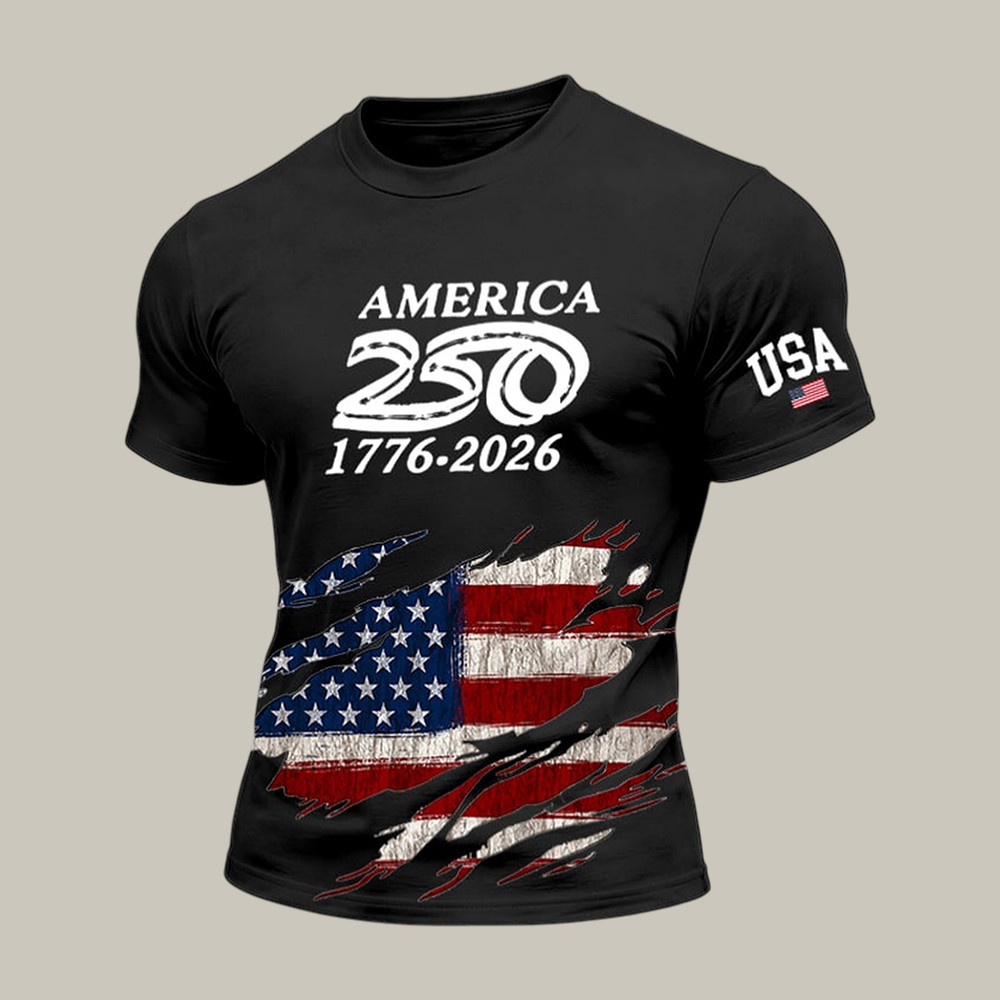 America 250th Anniversary National Flag 1776 2026 T-Shirt July 4 Clothes Independence Day Gift