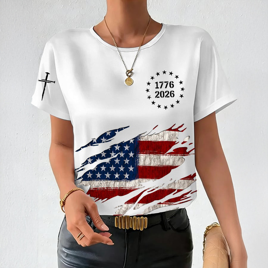 America 250th Anniversary National Flag Faith T-Shirt America's Birthday Clothes Gift For July 4Th