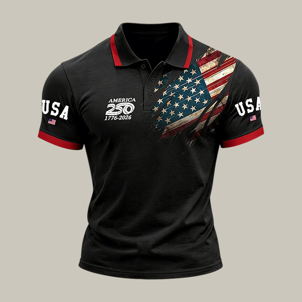 America 250th Anniversary National Flag Polo Shirt 1776 2026 July 4th Clothes Present For Patriots