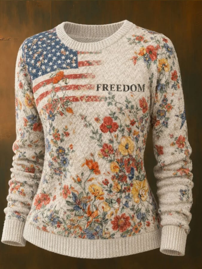 America 250th Anniversary Of Freedom Floral Sweater 1776 2026 Merch 4th Of July Gifts